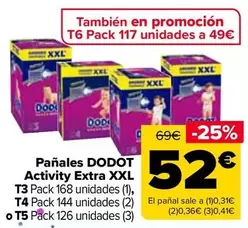 Oferta de Dodot - Panales Activity Extra Xxl por 52€ en Carrefour