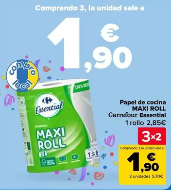 Oferta de Carrefour - Papel De Cocina Maxi Roll Essential en Carrefour