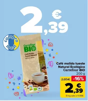 Oferta de Carrefour Bio - Cafe Molido Tueste Natural Ecologico  por 2,39€ en Carrefour