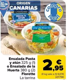 Oferta de Florette - Ensalada Pasta Y Atun O Ensalada De La Huerta  por 2,95€ en Carrefour