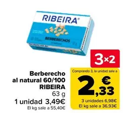 Oferta de Ribeira - Berberecho Al Natural 60/100 en Carrefour