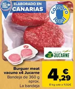 Oferta de Jucarne - Burguer Meat Vacuno X4  por 4,29€ en Carrefour