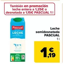 Oferta de Pascual - Leche Semidesnatada   por 1,19€ en Carrefour