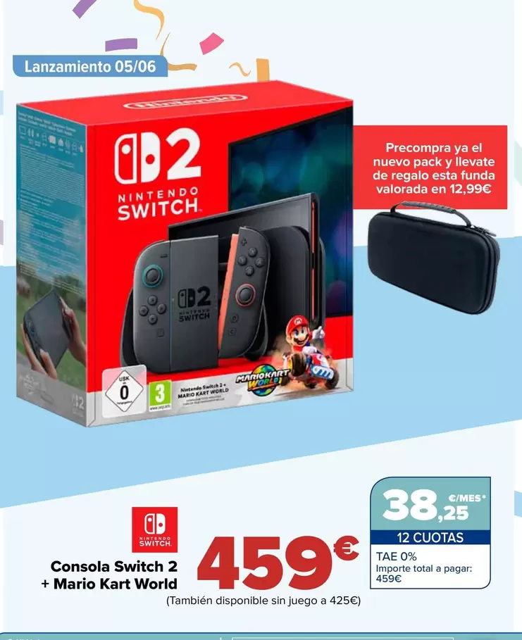 Oferta de Nintendo SWITCH  - Consola Switch 2  + Mario Kart World por 459€ en Carrefour