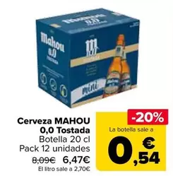 Oferta de Mahou  - Cerveza 0,0 Tostada por 6,47€ en Carrefour