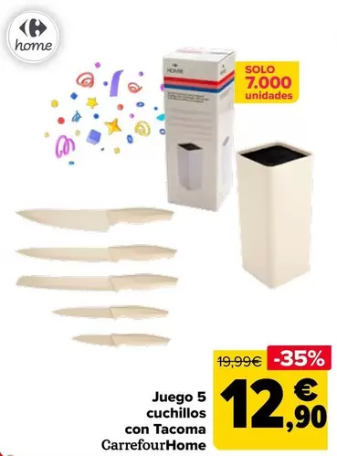 Oferta de Carrefour Home - Juego 5 Cuchillos Con Tacoma por 12,9€ en Carrefour