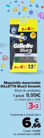 Oferta de Gillette - Maquinilla Desechable Blue3 Smooth en Carrefour