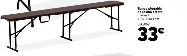 Oferta de Banco Plegable De Resina Efecto Madera por 33€ en Carrefour