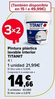 Oferta de Titanit - Pintura Plástica Lavable Interior en Carrefour