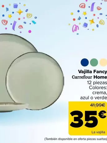Oferta de Carrefour Home - Vajilla Fancy por 35€ en Carrefour