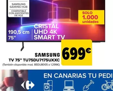 Oferta de Samsung - Tv 75" TU75DU7175UXXC por 699€ en Carrefour