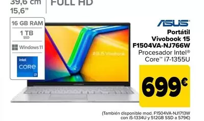 Oferta de Asus - Portátil Vivobook 15  F1504va-nj766w por 699€ en Carrefour