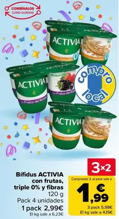 Oferta de Activia - Bífidus Con Frutas, Triple 0% Y Fibras  en Carrefour