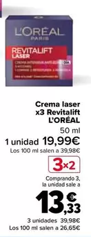 Oferta de L’oréal - Crema Laser  X3 Revitalift   en Carrefour