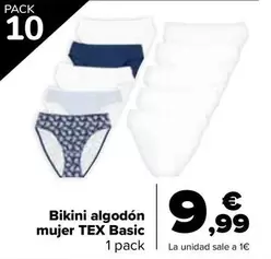 Oferta de Tex Basic - Bikini Algodón Mujer por 9,99€ en Carrefour