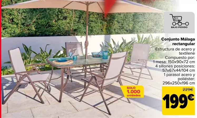 Oferta de Conjunto Málaga Rectangular por 199€ en Carrefour