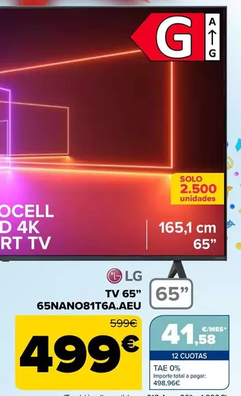 Oferta de LG - Tv 65" 65nano81t6aaeu por 499€ en Carrefour