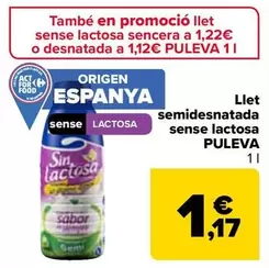 Oferta de Puleva - Leche Semidesnatada Sin Lactosa  por 1,17€ en Carrefour