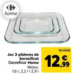 Oferta de Carrefour Home - Set 3 Fuentes De Borosilicato por 12,99€ en Carrefour