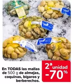 Oferta de En Todas Las Mallas De 500 G De Almejas Coquinas Bígaros Y Berberechos en Carrefour