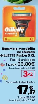 Oferta de Gillette - Recambio Maquinilla De Afeitado Fusion 5 Xl en Carrefour