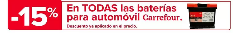 Oferta de Carrefour - En Todas Las Baterías Para Automóvil  en Carrefour