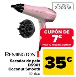 Oferta de Remington - Secador De Pelo D5901 Coconut Smooth por 35€ en Carrefour