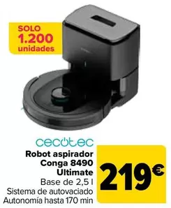 Oferta de Cecotec - Robot Aspirador Conga 8490 Ultimate por 219€ en Carrefour