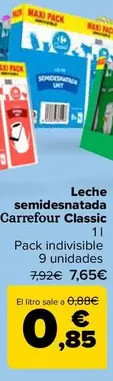 Oferta de Carrefour - Leche Semidesnatada  Classic por 0,85€ en Carrefour