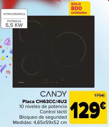 Oferta de Candy - Placa CH63CC/4U2 por 129€ en Carrefour
