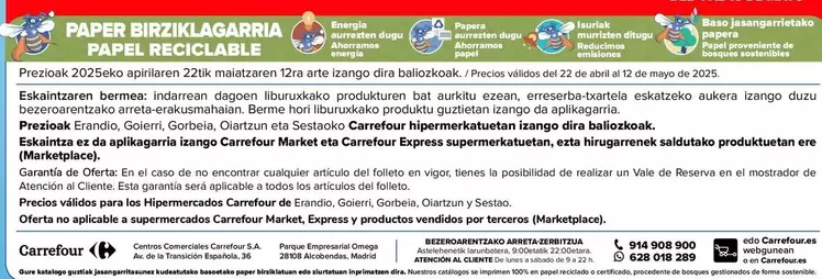 Oferta de Consulta La Apertura De Festivos En Tu Hipermercado Carrefour O En Wwwcarrefoures Garantía De Oferta En El Caso De No Encontrar Cualquier Artículo Del Folleto En Vigor Tienes La Posibilidad De Realizar Un Vale De Reserva En El Mostrador De Atención Al Cli en Carrefour