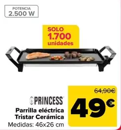 Oferta de Princess - Parrilla Eléctrica Tristar Cerámica por 49€ en Carrefour