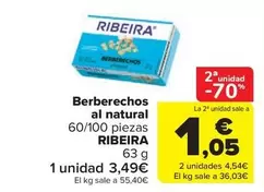 Oferta de Ribeira - Berberechos Al Natural por 3,49€ en Carrefour Market