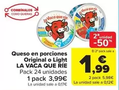 Oferta de La vaca que ríe - Queso En Porciones Original O Light por 3,99€ en Carrefour Market