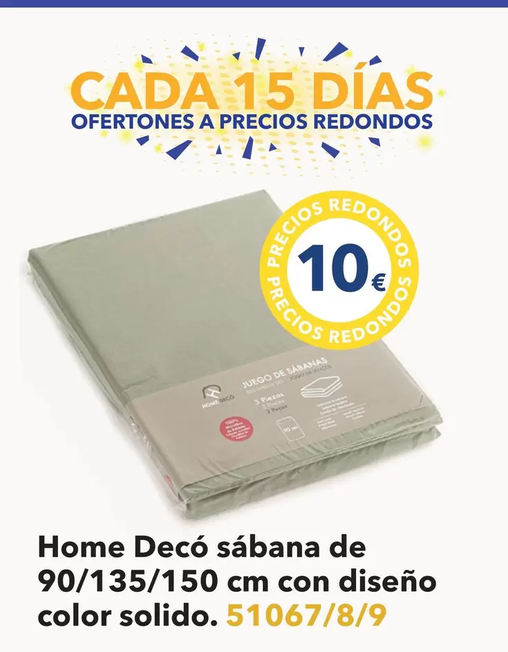 Oferta de Home Deco - Sábana Con Diseño Color Solido por 10€ en Tiendas MGI