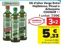Oferta de Coosur - Oli D'oliva Verge Extra Hojiblanca, Picual O Arbequina por 7,99€ en Carrefour Market