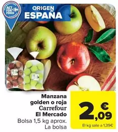 Oferta de Carrefour - Manzana Golden O Roja por 2,09€ en Carrefour Market