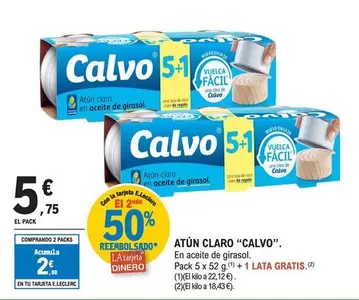 Oferta de Calvo - Atún Claro por 5,75€ en E.Leclerc