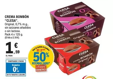 Oferta de Clesa - Crema Bombon por 1,59€ en E.Leclerc
