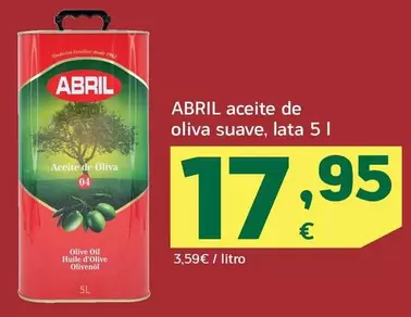 Oferta de Abril - Aceite De Oliva Suave por 17,95€ en HiperDino