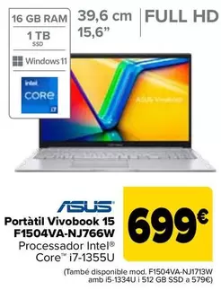 Oferta de Asus - Portátil Vivobook 15  F1504va-nj766w por 699€ en Carrefour