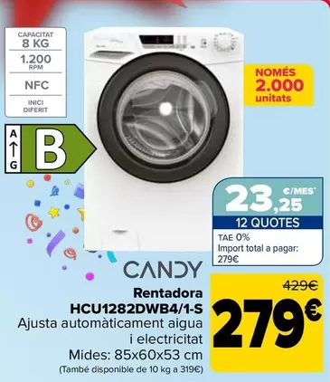 Oferta de Candy - Lavadora HCU1282DWB4/1-S por 279€ en Carrefour