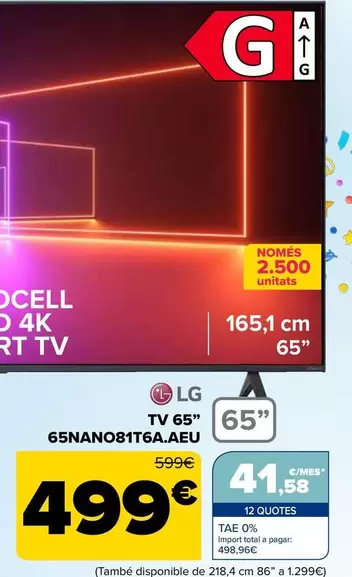 Oferta de LG - Tv 65" 65nano81t6aaeu por 499€ en Carrefour
