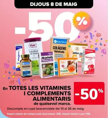 Oferta de En Todas Las Vitaminas Y Complementos Alimenticios De Cualquier Marca en Carrefour