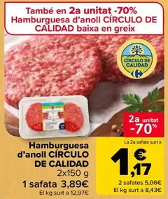 Oferta de Círculo De Calidad - Hamburguesa De Añojo  por 3,89€ en Carrefour