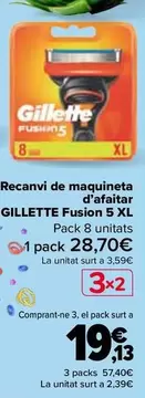 Oferta de Gillette - Recambio Maquinilla De Afeitado Fusion 5 Xl en Carrefour