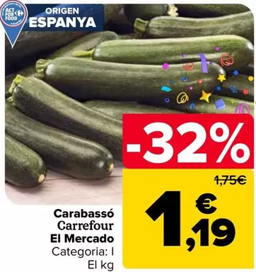 Oferta de Carrefour - Calabacin El Mercado por 1,19€ en Carrefour