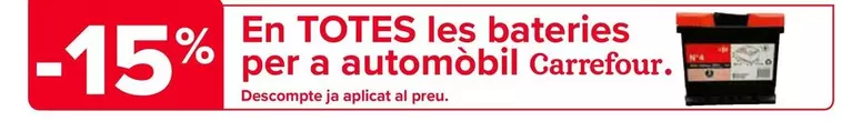 Oferta de Carrefour - En Todas Las Baterías Para Automóvil  en Carrefour