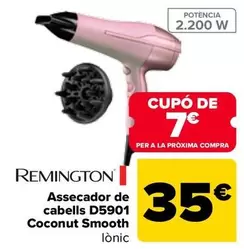 Oferta de Remington - Secador De Pelo D5901 Coconut Smooth por 35€ en Carrefour