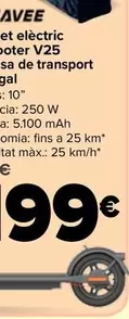 Oferta de Navee - Patinete Eléctrico  E-scooter V25 + Bolsa De Transporte De Regalo por 199€ en Carrefour